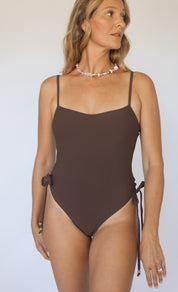 Nala One Piece (Leopard Cone Reversible Chocolate Ribbed)