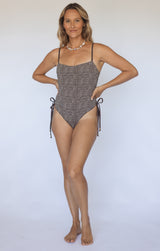 Nala One Piece (Leopard Cone Reversible Chocolate Ribbed)