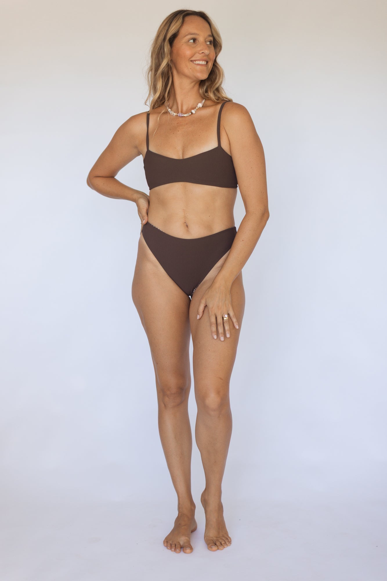Sage Top (Leopard Cone Reversible Chocolate Ribbed)